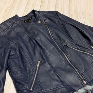 Metaphor Moto Faux Leather Jacket in Navy NWOT
